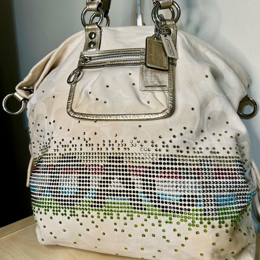 Coach Poppy Classic Signs of Diamonds Rhinestone Spotlight Tote 15104
